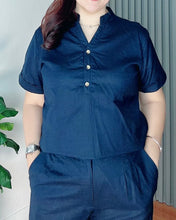 Load image into Gallery viewer, *Vinna Premium Linen Navyblue Coordinates 0013