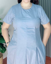 Load image into Gallery viewer, Belle Premium Linen Pastel blue Dress 0019