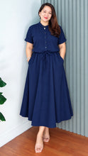 Load image into Gallery viewer, *Carmie Plain Softlinen Navyblue Dress 0162