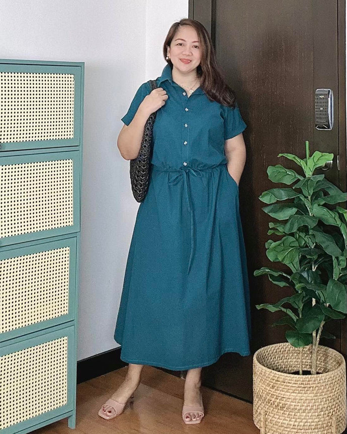 *Dahna Plain Blue Green Dress 0333