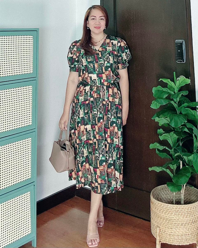 *Andi Drawstring Printed Dress 0037