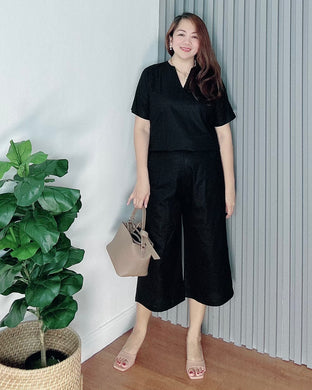 *Ada Plain Black Premium Linen Coordinates 0039