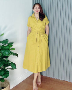 *Julia Maxi Premium Linen Mustard Dress 0029