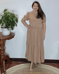 Bianca Plain Brown Midi Dress 0235