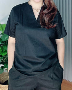*Ada Plain Black Premium Linen Coordinates 0039
