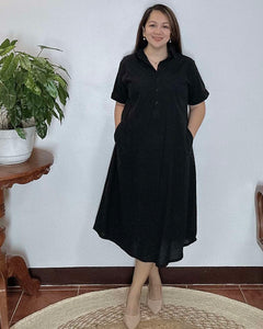 Luna Plain Black Dress 0007