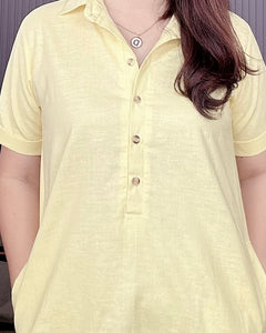 Luna Premium Linen Yellow Dress 0004