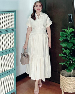 *Althea Maxi Plain Cream Dress 0033