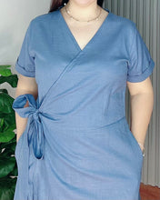 Load image into Gallery viewer, Mara Premium Linen Overlap Dress 0027