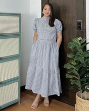 Load image into Gallery viewer, Bianca Striped Blue  Midi Dress 0238