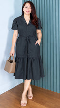 Load image into Gallery viewer, Lizzie Navy Blue Cotton Poplin Dress 0002