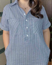 Load image into Gallery viewer, Giana Checkered Blue Dress 0093