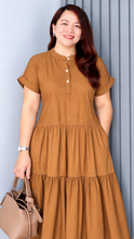 Load image into Gallery viewer, Lily Cotton Poplin Caramel Brown Dress 0005