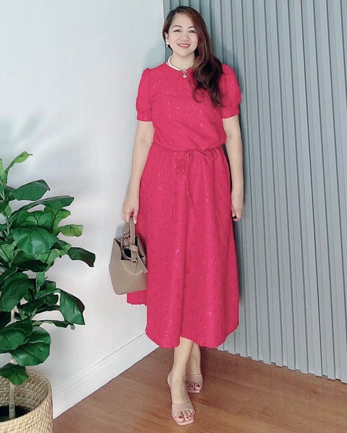 *Alexa Red Eyelet Dress 0078