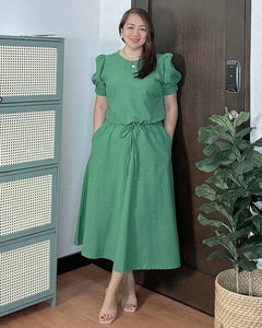 Alexa Plain Green Dress 0038