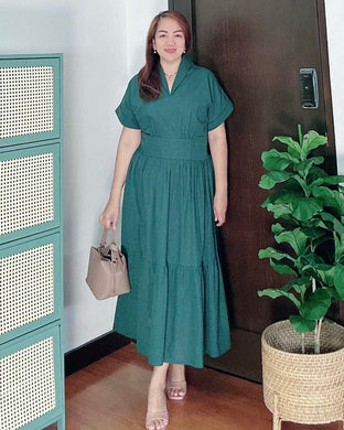 *Althea Maxi Plain Blue Green Dress 0029