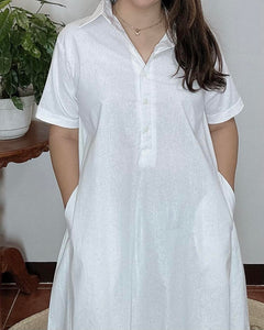 Luna Plain White Dress 0006