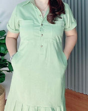 Load image into Gallery viewer, *Harper Plain Sage Green Dress 0015
