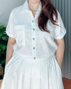 Trisha White Premium Linen  Top and Skirt Coordinates 0024