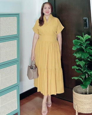 *Althea Maxi Plain Mustard Yellow Dress 0032