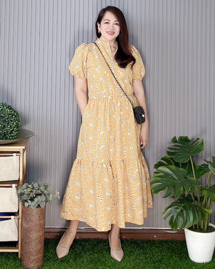 Bianca Mustard Eyelet  Midi Dress 0201