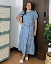 Load image into Gallery viewer, Lana Premium Linen Light Blue Top and Skirt 0004