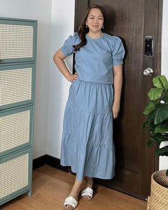 Lana Premium Linen Light Blue Top and Skirt 0004