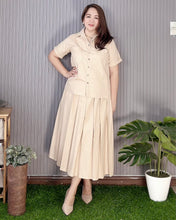 Load image into Gallery viewer, Trisha Premium Linen Light Brown Top and Skirt Coordinates 0006