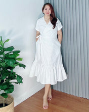 Load image into Gallery viewer, Mara Overlap Eyelet White Dress 0012
