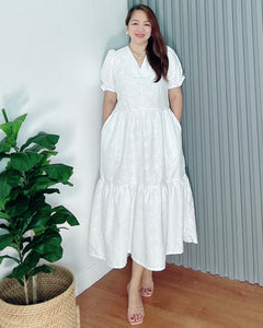 *Ariana White Cotton Eyelet Dress 0095