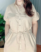 Load image into Gallery viewer, Mona Mocha Premium Linen Drawstring Dress 0004