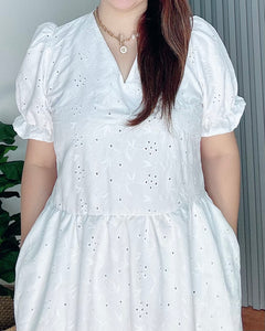 *Ariana White Cotton Eyelet Dress 0095