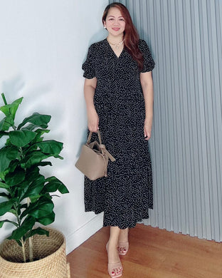 *Ariana Polka Black Maxi Dress 0098