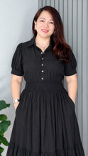 Load image into Gallery viewer, *Diana Cotton Linen Black Dress 0128