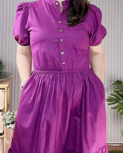 Bianca Premium Linen Midi Plum Dress 0207