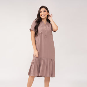 Hailey Plain Taupe Dress 0095