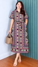 Load image into Gallery viewer, Frida Border-Print Premium Cotton Dress 0002