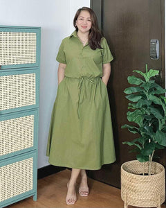 *Dahna Plain Green Dress 0334