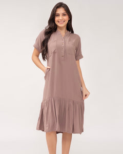 Hailey Plain Taupe Dress 0095