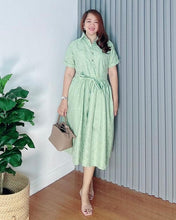Load image into Gallery viewer, *Ara Eyelet Sage Dress 0005
