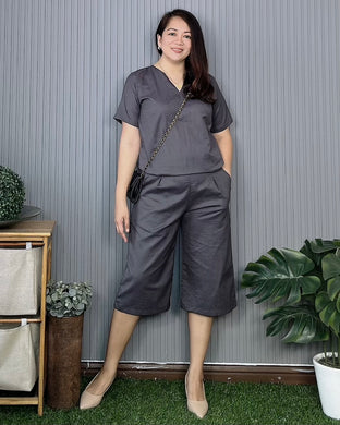 Ada Plain Dark Gray  Premium Linen Coordinates 0018