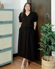 Load image into Gallery viewer, *Andi Drawstring Plain Black Dress 0020