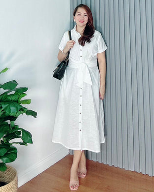 *Julia Maxi Premium Linen White Dress 0026
