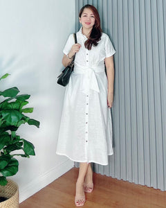 *Julia Maxi Premium Linen White Dress 0026