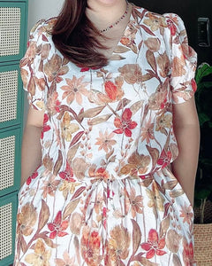 *Andi Drawstring Printed Dress 0038
