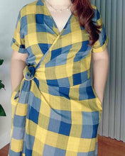 Load image into Gallery viewer, Mara Checkered Overlap Dress 0021