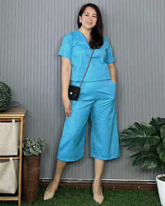 Ada Plain Sky Blue Premium Linen Coordinates 0016