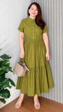 Load image into Gallery viewer, *Selena Cotton Linen Olive Green Dress 0043