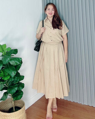 Trisha Mocha Premium Linen  Top and Skirt Coordinates 0022