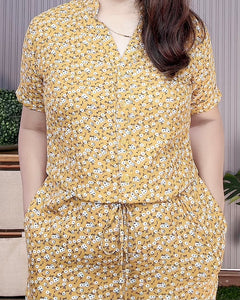 Aimee Printed Mustard Dress 0027